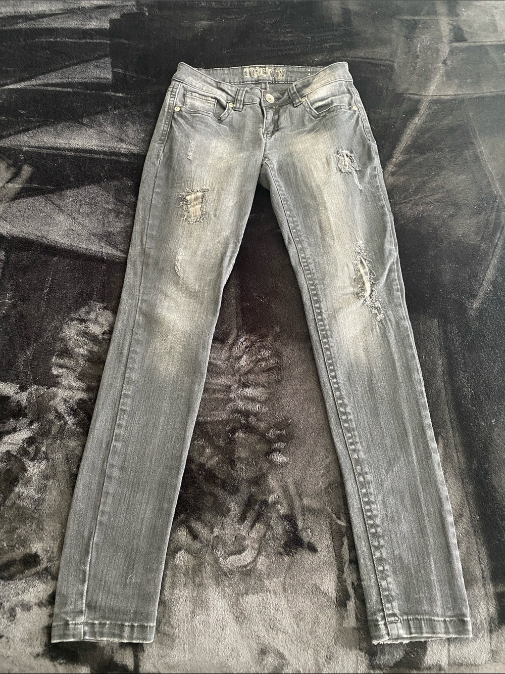 Juniors black jeans with patchwork